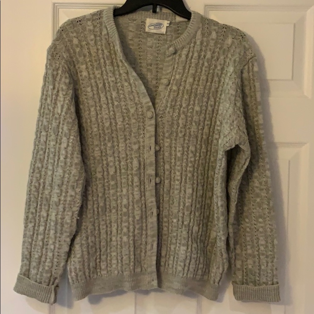 EUC light gray button down cardigan sweater